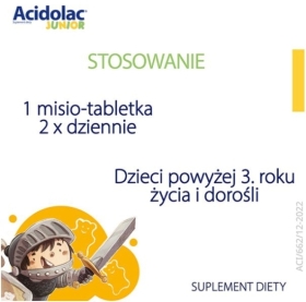 Acidolac Junior o smaku białej czekolady 20 tabletek