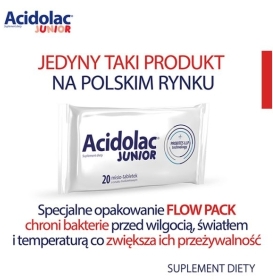 Acidolac Junior o smaku truskawkowym 20 tabletek