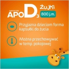 ApoD3 Żujki 800 j.m. Smak Owocowy 30 kapsułek