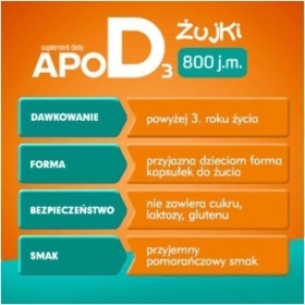ApoD3 Żujki 800 j.m. Smak Owocowy 30 kapsułek