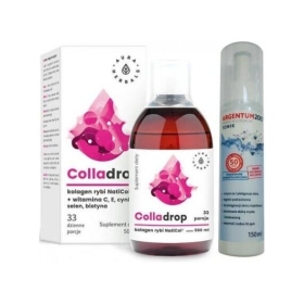 Aura Herbals Colladrop + witamina C płyn 500 ml + Argentum200 tonik 50ppm 150 ml