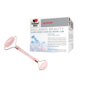 Doppelherz system KOLLAGEN BEAUTY 30 ampułek + Roller masażer kwarcowy do twarzy 1 sztuka