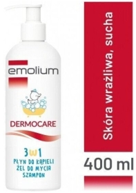 Emolium DERMOCARE 3w1 płyn do kąpieli, żel do mycia, szampon 400 ml