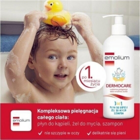 Emolium DERMOCARE 3w1 płyn do kąpieli, żel do mycia, szampon 400 ml