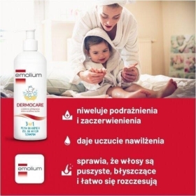 Emolium DERMOCARE 3w1 płyn do kąpieli, żel do mycia, szampon 400 ml