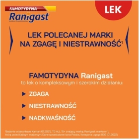 Famotydyna Ranigast 20 mg 20 tabletek powlekanych