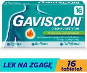 Gaviscon na zgagę i refluks smak miętowy tabletki 16 szt.