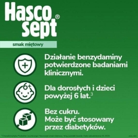 Hascosept 24 pastylki do ssania o smaku miętowym