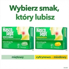 Hascosept 24 pastylki do ssania o smaku miętowym