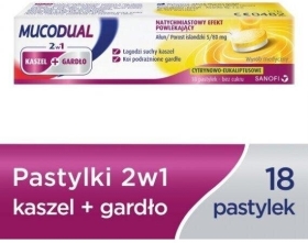 Mucodual 2w1 Kaszel + Gardło 18 Pastylek do ssania