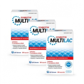 Multilac Synbiotyk (Probiotyk + Prebiotyk) Zestaw: 3x20 kapsułek