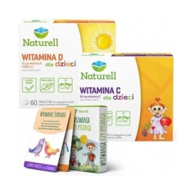 NATURELL Witamina D + C dla dzieci 60+60 tabletek + Karty do gry dla dzieci "Wyzwania czy pytania"