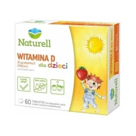 NATURELL Witamina D dla dzieci 2x60 tabletek + Karty do gry dla dzieci "Wyzwania czy pytania"