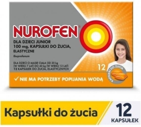 Nurofen dla dzieci Junior ibuprofen 100 mg kapsułki do żucia 12 szt.