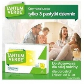 Pastylki Tantum Verde smak cytrynowy 30 pastylek