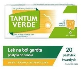 Pastylki Tantum Verde smak miodowo-pomarańczowy 20 pastylek