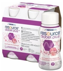 RESOURCE Diabet Plus płyn o smaku truskawkowym 4 x 200 ml