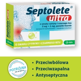 Septolete Ultra cytryna i czarny bez 16 pastylek