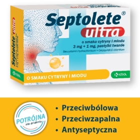 Septolete ultra o smaku cytryny i miodu 16 pastylek