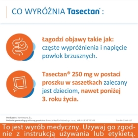 Tasectan Proszek 250 mg do stosowania u dzieci 20 saszetek na biegunkę