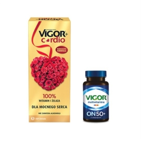 VIGOR+ CARDIO 1000 ml + VIGOR ON 50+ suplement multiwitamina 60 tabletek