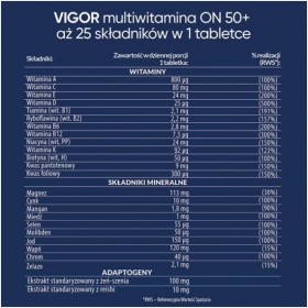 VIGOR ON 50+ suplement multiwitamina 60 tabletek