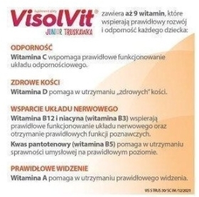 VisolVit Junior Truskawka, musujący proszek 30 saszetek