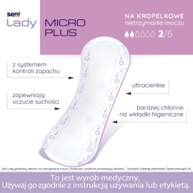 Wkładki urologiczne SENI LADY SLIM Micro Plus 20 sztuk