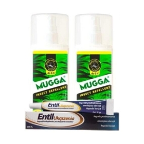 ZESTAW 2x Mugga Spray 9,5% DEET 75 ml + Entil na Ukąszenia żel 8 g