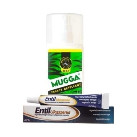 ZESTAW Mugga Spray 9,5% DEET 75 ml + Entil Ukąszenia żel 8 g