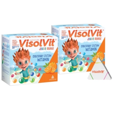 2x VisolVit Junior Orange, musujący proszek 30 saszetek + Visolvit zakreślacz 1 sztuka