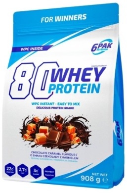 6PAK 80 WHEY PROTEIN Carmel - Chocolate 908 g