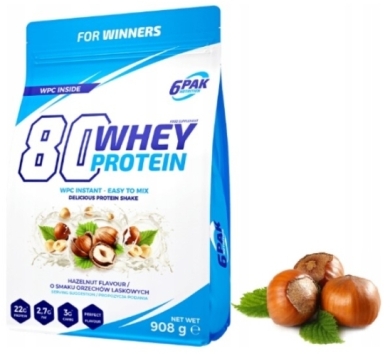 6PAK 80 WHEY PROTEIN Hazelnut 908 g