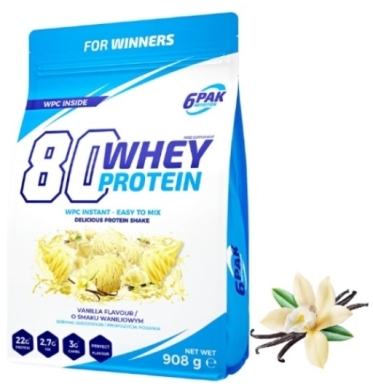 6PAK 80 WHEY PROTEIN Odżywka białkowa o smaku waniliowym 908 g