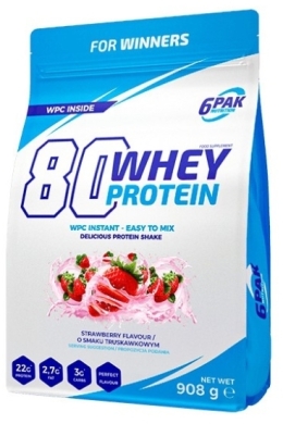 6PAK 80 WHEY PROTEIN Strawberry 908 g