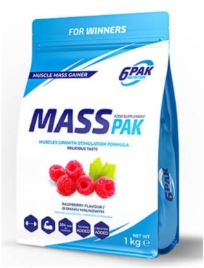 6PAK MASS PAK Odżywka Węglowodanowo-Białkowa o smaku malinowym 1000 g