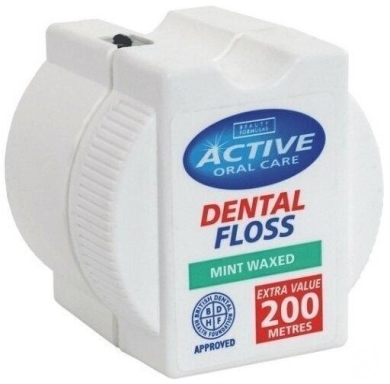 ACTIVE Dental Floss Mint Waxed Nić dentystyczna miętowa woskowana 200 m