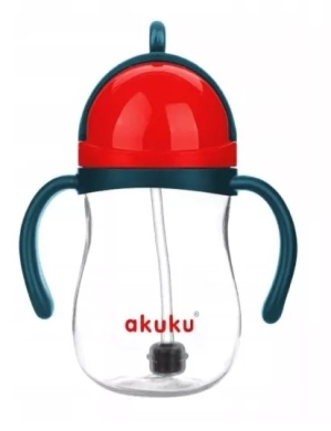 AKUKU Bidon ze słomką z odważnikiem BLUE/RED 280ml 1 sztuka