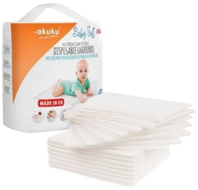 AKUKU PODKŁAD JEDNORAZOWY 40X60 CM BABY SOFT 15 SZTUK