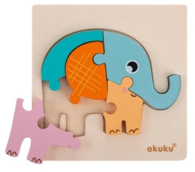 AKUKU Puzzle drewniane SŁOŃ
