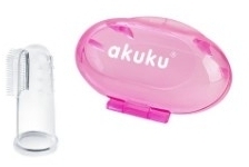 AKUKU Szczoteczka silikonowa na palec w etui róż 1 sztuka