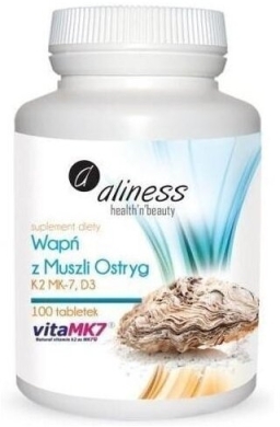 ALINESS Wapń z muszli ostryg z K2 MK7+D3 100 tabletek