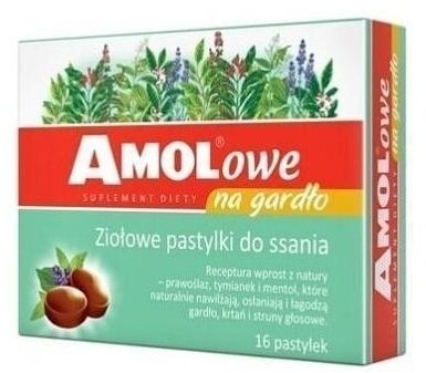 AMOLowe na gardło 16 pastylek do ssania