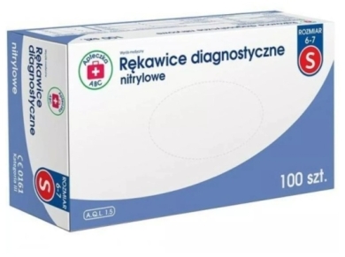 APTECZKA ABC - rękawice diagnostyczne nitrylowe rozmiar S 100 sztuk