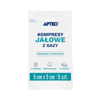 APTEO CARE Kompresy gazowe jałowe 5x5cm 5 sztuk