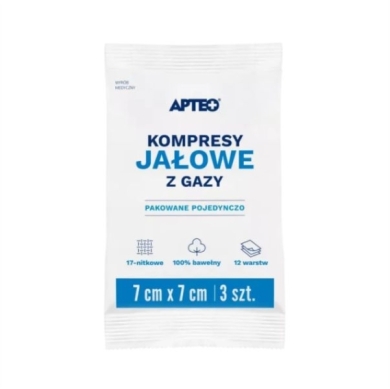 APTEO CARE Kompresy gazowe jałowe 7x7cm 3 sztuki