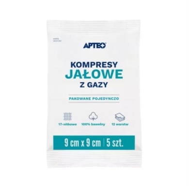APTEO CARE Kompresy gazowe jałowe 9x9cm 5 sztuk