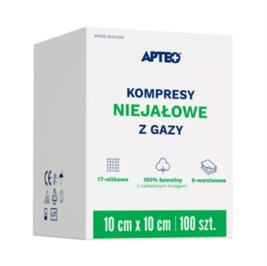 APTEO CARE Kompresy gazowe niejałowe 10x10cm 100 szt
