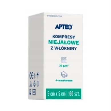 APTEO CARE Kompresy niejałowe z włókniny 5x5cm 100 szt