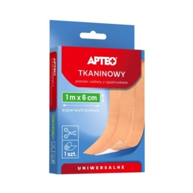 APTEO CARE Plaster tkaninowy z opatrunkiem 1m x 6cm cielisty